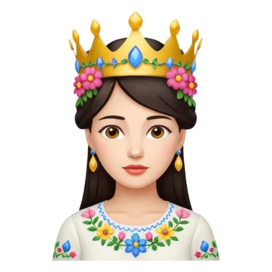 Ukrainian woman in a white embroidered shirt with dark hair and a crown of flowers on her head sticker