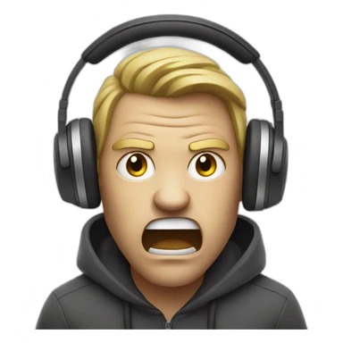angry person with headphones on sticker