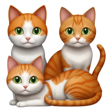 3 different coloured tiny short haired cats, including a dark grey and white cat with green eyes,and  a ginger and white with orange eyes and a brown tabby and white with hazel eyes sticker