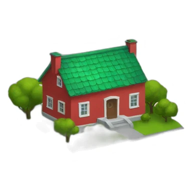 red house with green roof sticker