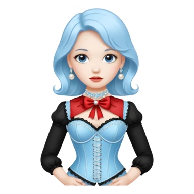 baby blue lace pearls rhinestone corset sticker