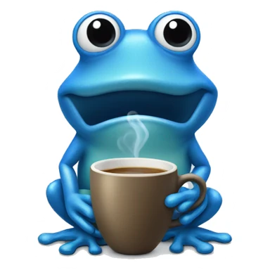 blue frog offering coffee sticker