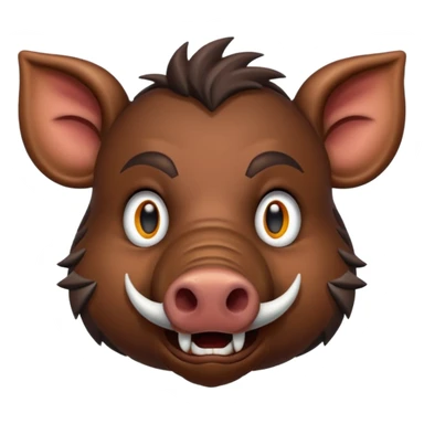 Wild boar face with long tusks emoji realistic sticker