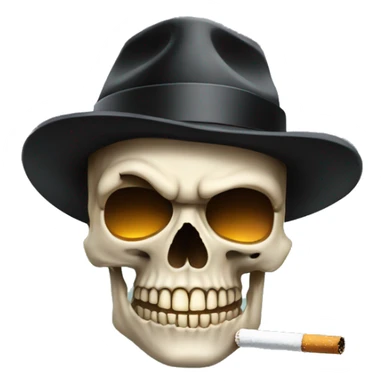 Skull face with a cig and a mafia hat  sticker
