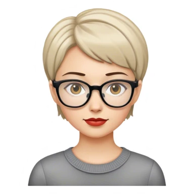 戴眼镜框的短发时尚女人 sticker