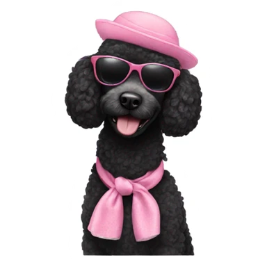 Black poodle wearing sunglasses sticker