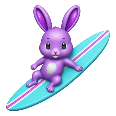 glitter purple cian bunny surf sticker