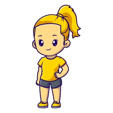 girl avatar with ponytail and yellow t-shirt sticker