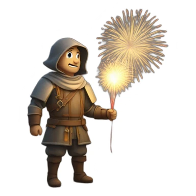 medieval Pyrotechnician seeing some fireworks go off in front of him sticker