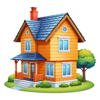 Cartoonish home with white border sticker
