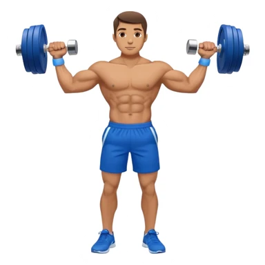 man with blue shorts doing side-lateral raise (T pose) with light dumbbells sticker