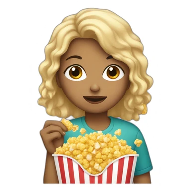 Girl eating pop corn sticker