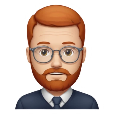 Un homme roux avec une calvitie et une barbe portant des lunettes sticker