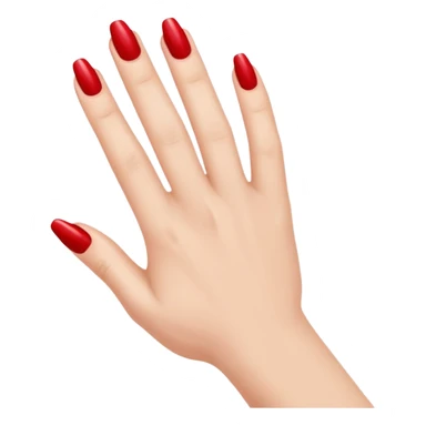 A woman's hand with red nail polish sticker