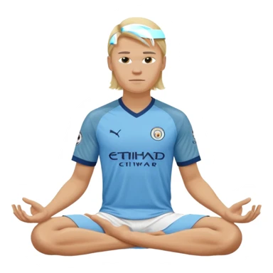 Erling Haaland long hair doing the lotus Manchester city  sticker