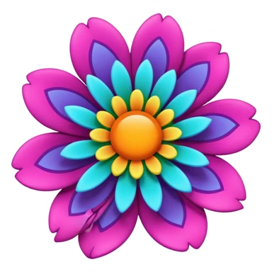 3D, psychedelic colored hippie style flower  sticker