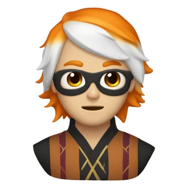 Orange-haired man wearing half kitsune mask sticker