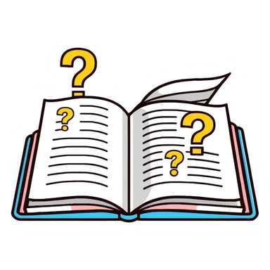 sticker style open book with floating question marks for philosophy sticker