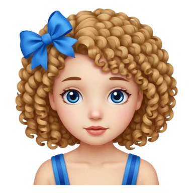 girl  with blue bow and curly hair sticker