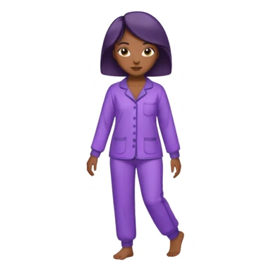 UNE FEMME DE COULEUR DE PEAU NOIRE HABILLE AVEC  UN PYJAMA VIOLET ET ELLE EST DEBOUT EN TRAIN DE MARCHER sticker