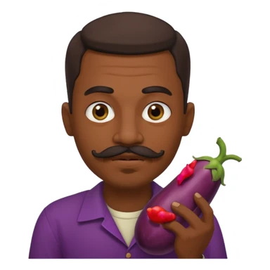 Egyptian man with moustache and goatee sucking on an eggplant  sticker