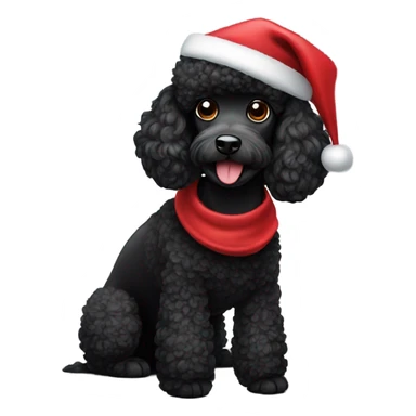 black poodle wearing santa hat sticker
