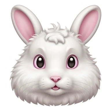 A fluffy white bunny with a tiny soft beard shaped like a cloud, ears perked up and eyes sparkling with curiosity.


















 sticker
