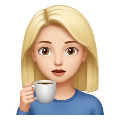 Woman drinking coffee and The edges of the eyes are wide open in the morning  sticker