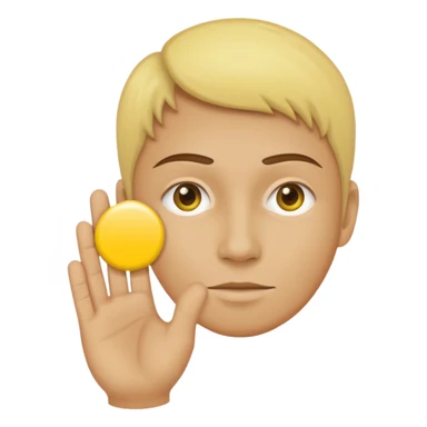 A yellow circle face person with neutral face with his hand in front of him at 120 degree angle sticker