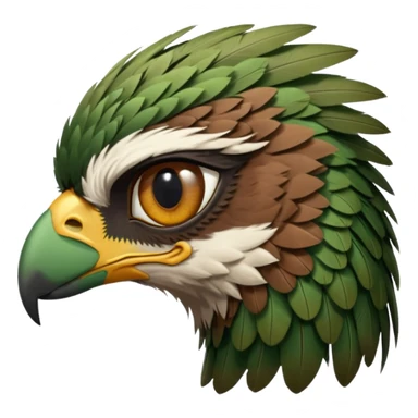 close up of just the eye at the side profile of the face of a green hawk that is looking away from the camera sticker