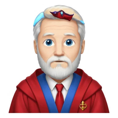 An older man with long white hair and beard, wearing a red tie and robe (possibly inspired by Dumbledore). sticker