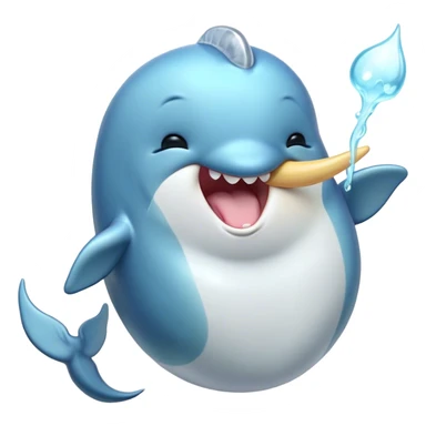 Cinematic Cute Yawning Narwhal Portrait Emoji, Head tilted slightly with a dramatic, wide-open yawn, showcasing a sleek, graceful form and a subtly curved tusk, sleepy eyes half-closed in drowsy contentment, Simplified yet irresistibly adorable features, highly detailed, glowing with a soft, cozy oceanic glow, high shine, relaxed yet expressive, stylized with a touch of whimsical charm, bright and endearing, soft glowing outline, capturing the essence of a drowsy yet affectionate sea guardian that seems ready to drift out of the screen for a nap! sticker