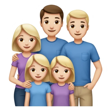 Happy family of 5: mom, dad, two sisters and brother sticker