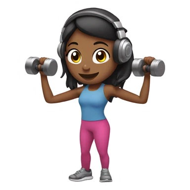 Girl with headphones on holding dumbbells  sticker
