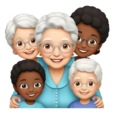 White Grandma with black identical little girls  sticker