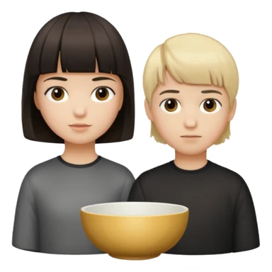 pareja chica con pelo largo marron oscuro liso , y chico con pelo tazon rubio  sticker