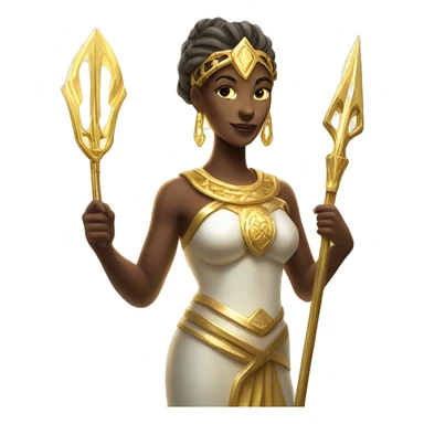 Supreme goddess in luminous bright light holding a trident sticker