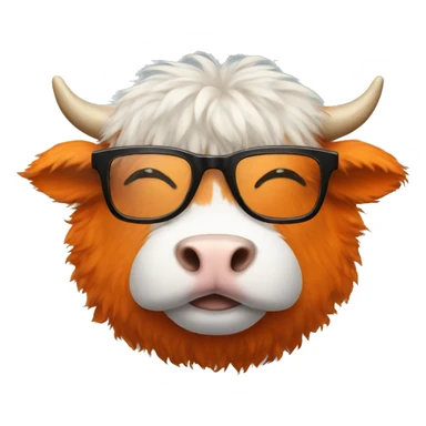 Fluffy orange cow with black glasses sticker