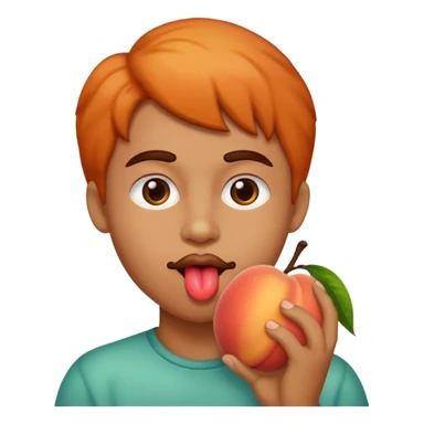 Me licking a peach sticker