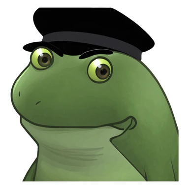 open source meme emoji, green frog with mischievous grin and open source logo, bufo meme style sticker