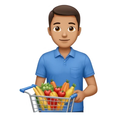 A man with a supermarket cart sticker