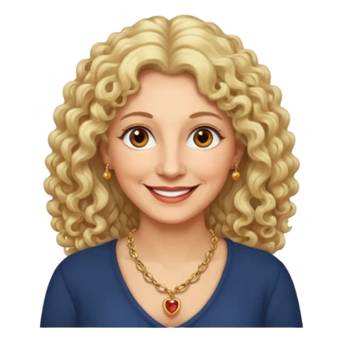 femme 60 ans cheveux blonds long très bouclés yeux marrons sourir sticker