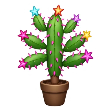 christmas cactus decorated like a tree sticker