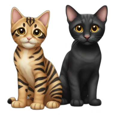 two-cats-bengal-and-cat-black-kitten-together sticker