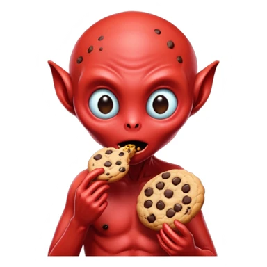 red alien eating cookie sticker