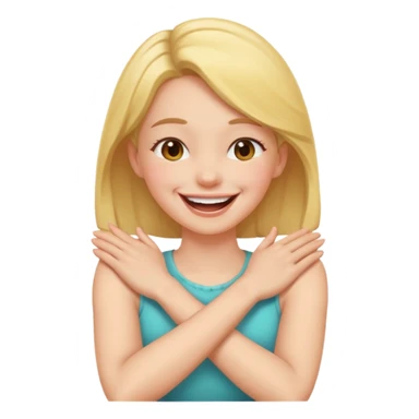 Arms crossed holding neck laughing girl sticker