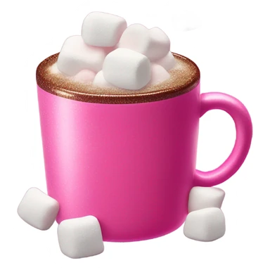 Hot coco with a hot pink sparkly mug and marshmallow  sticker