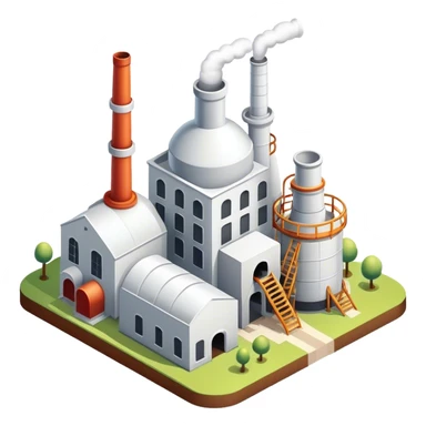 Isometric small white sugar factory  sticker