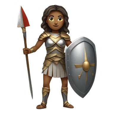 Female greek warrior, spear, shield, armour sticker