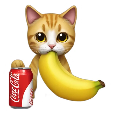 a cat dressed as a banana drinks Coca Cola sticker